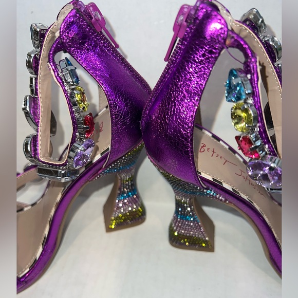 BETSEY JOHNSON Lillie Purple Heels with Jewels & Rhinestones NWOT - Picture 8 of 15